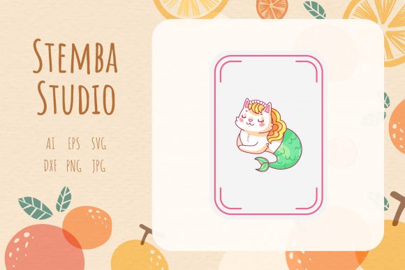 Card Cat Mermaid Illustration Vector Design Review