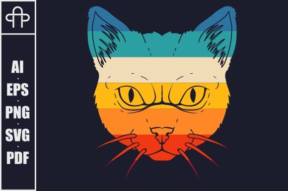 Cat Retro Colorful Illustration Review