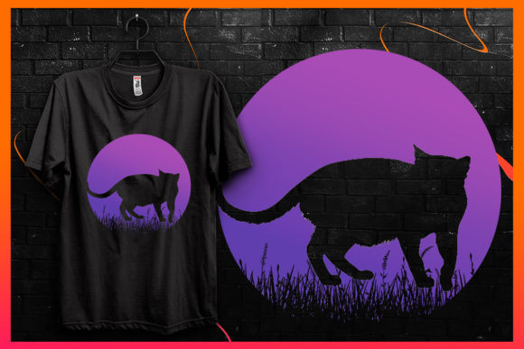 Cat Silhouette-Retro Vintage T-shirt Design Review