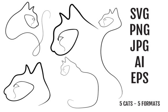 Cats, Cat Faces Silhouettes Review for Embroidery Projects