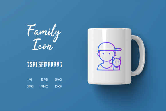 Family Icon Boy Cat Pet Line Gradient Review
