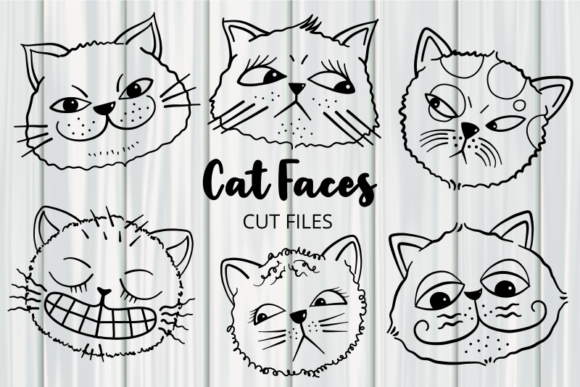 Hand Drawn Cute Doodle Cat Faces Vector Review