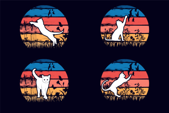 Sunset Cat Retro T-shirt Design Bundle Review