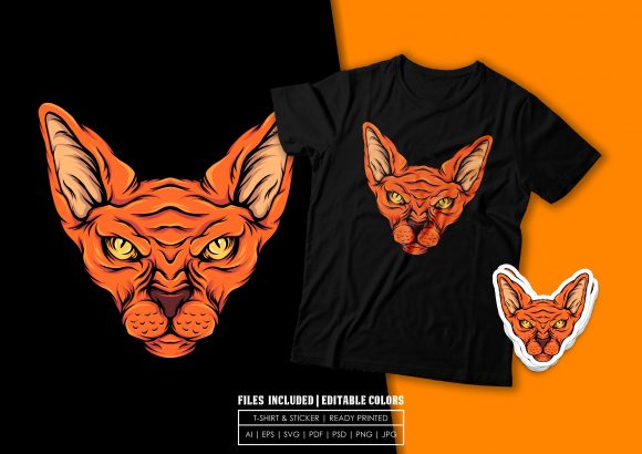 T-shirt Design - Sphynx Cat Head Review